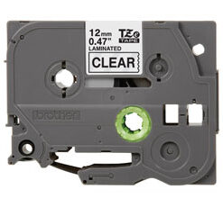 BROTHER LAMINATO DA 12 MM  8 M  NERO TRASPARENTE